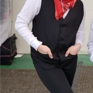 Black Vest with Red Bandana  and pants